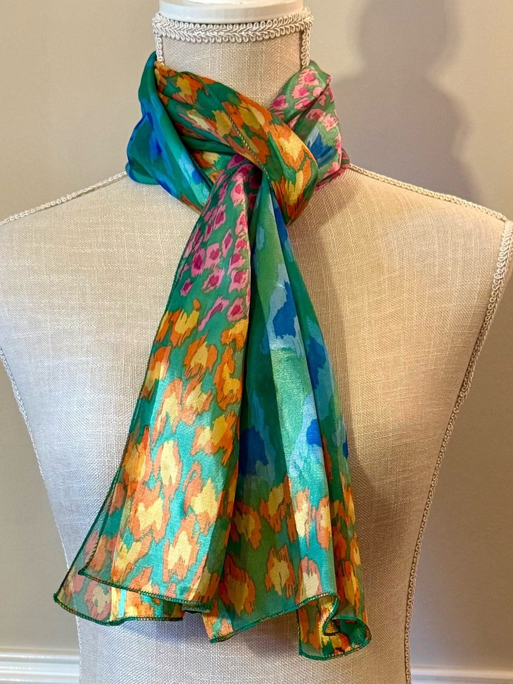 Vibrant Abstract Silk Women's Scarf